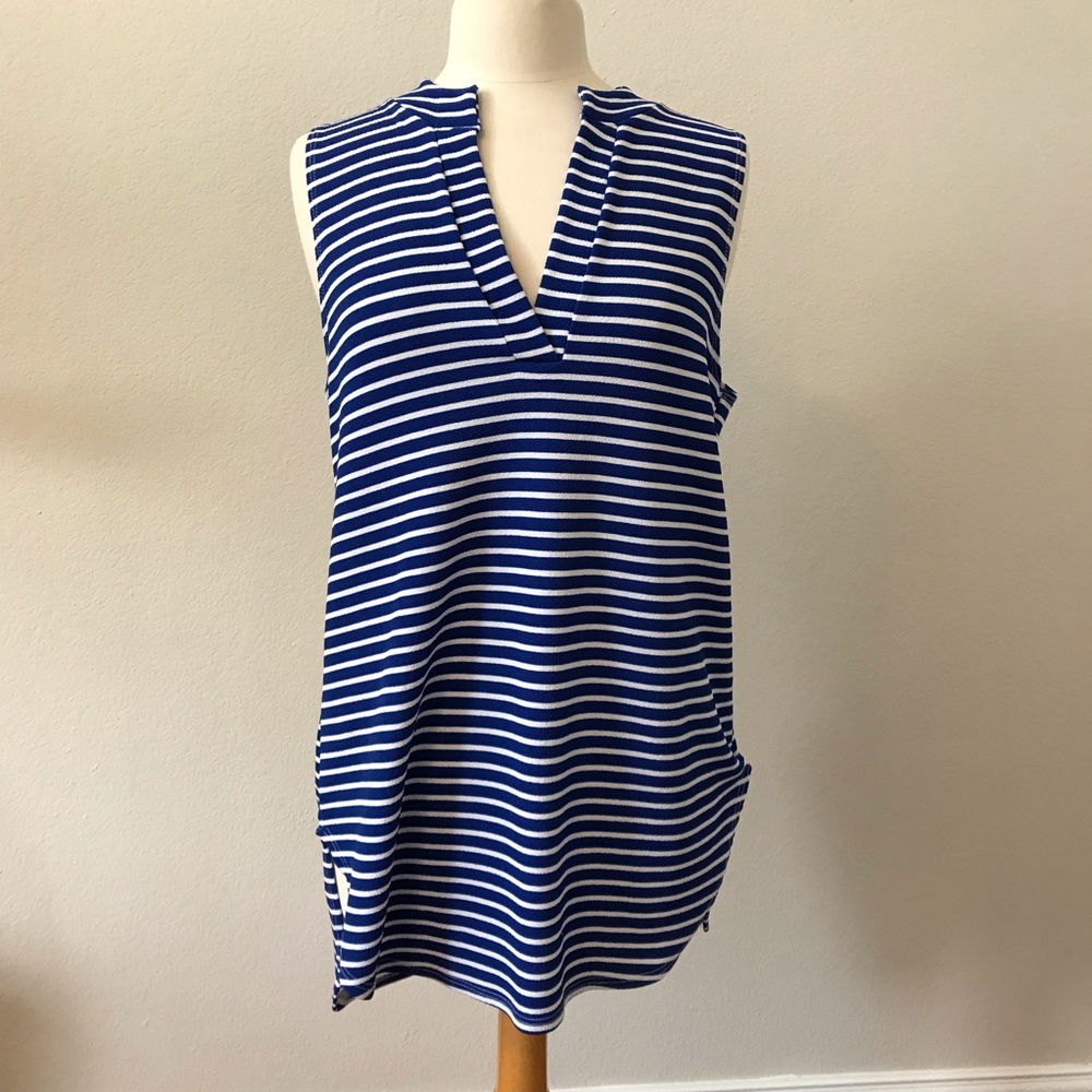Striped V-Neck Sleeveless Tunic/Tank